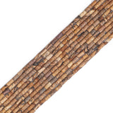 BEADIA Natural Brown Picture Jasper Tube Beads Cylinder 2x4mm 38cm/Strand Stone Beads for Jewelry Making