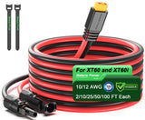 Bateria Power Solar to XT60 Charge Extension Cable 10AWG 2Ft Solar Connector to XT60 Adapter Cable for Solar Panel to LiFePO4 Ba
