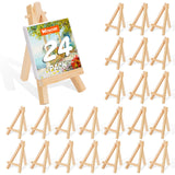 WOWOSS 5 Mini Wood Display Easel 24 Pack, Natural Wooden Small Easel Stand for Signs, Small Canvases, Table Display, Pictures, P