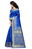 Sugathari Womens Banarasi Saree Pure Kanjivaram Silk Saree Soft New Ladies 2023 Design Wear Pattu Sarees Latest Cotton Party Sari Collections With Blouse Piece For Wedding Sadi (Sam Pari-100 R Blue)
