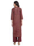 Gosriki Women'S Rayon Cotton Foil Print Straight Kurta With Palazzo (Siri Maroon_Xxl_Maroon_Xx-Large),Maroon,2,B0976ZSY54