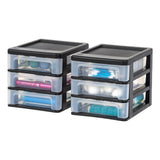 IRIS Compact Desktop 3Drawer System, Black, 2 Pack