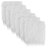 6 Pcs Faux Fur Fabric- 10 10 Shaggy White Fur Square Patches, Fluffy Warm Plush Fur Cuts for DIY Crafts Sewing Costume Rugs Pil