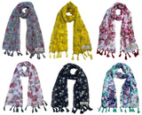 Fusfus WomenS Printed Chiffon Scarves And Stoles, Free Size(Multicolour, Fs1879) Pack Of 6 (Multicolor3)