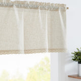 jinchan Linen Lace Trim Valance Curtain 16 Inches Rod Pocket Crude 1 Panel