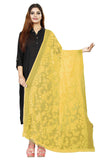 Avni N Anvi WomenS Yellow Floral Embroidered Chiffon Dupatta Lightweight Ethnic Wear Stole/Scarf