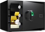 Marcree 0.6 Cub Small Safe, Money Safes with Fingerprint Lock, Fingerprint Safe Box Fireproof Waterproof with 3 Locking Bolts, Security Small Safes for Home Firearm Money Valuables Documents, Black