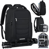 SDYSM Camera Bag Backpack Professional for DSLR SLR Mirrorless Camera Waterproof Laptop Back Pack 15.6 Inch with Rain Cover Anti