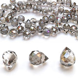 Chengmu 8mm Clear Grey Strawberry Glass Beads for Jewelry Making, Faceted Teardrop Crytal Prism Spacer Beads for Pendants Bracel