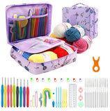 Krenz 59 Pcs Crochet Knitting Needle Kit With Carry Bag Ergonomic Hooks Crochet Needle Kit Comprehensive Crochet Hook Set For Be
