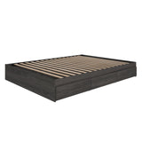 Nexera Grey Queen Size Storage Platform Bed, 3-Drawer, Bark