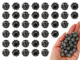 12mm Resin Rhinestone Beads for Jewelry Making 60pcs Brilliant Black Sparkly Disco Ball Beads for Bracelets, Necklaces, Decorati