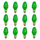 Sunlite 01056 7C7 Incandescent Bulb, 7 Watt, Candelabra E12 Base, C7 Small Night Light, Colored Bulb, Green, 12 Count