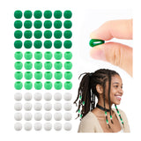 AD Beads 216PCS 8X10mm Soft Pony Silicone Beads for stylehair, Green Series with 80 Elastic Bands, Tool and Storage Box Kit for