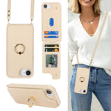 Lipvina for iPhone 16e / 17e Case with Card Holder and Strap for Women,Crossbody Lanyard,RFID Blocking,Ring Stand,Snap Clasp,Cut