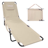 EASYGO PRODUCTS Pool Chair Chaise Lounge 2 Legs Support Polyester Material Reclining Backrest Head Rest Pillow Great for Beach,