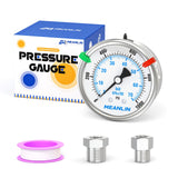 MEANLIN MEASURE 0~1000Psi Stainless Steel Liquid Filled Pressure Gauge 2.5 FACE DIAL 1/4 NPT for WOG Water Oil Air Back Mount wi