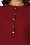 W For Woman Maroon Solid Cotton Blend Straight Kurta (Size: 2Xl)-24Onw12285-222984