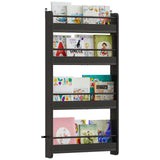 MAHANCRIS Kids Bookshelf, 4-Tier Wall Mount Bookshelf for Kids, Behind The Door Bookshelf, Hanging Book Shelf for Kids Room, Pla