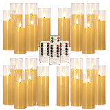 CAKETYCG 24-Pack LED Flameless Candles(14/16/18cm) with 4 Timers Remote - 3D Flickering Flame, Clear, Perfect Decor for Home & E