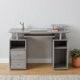 47 Gray Wood Pedestal Computer Desk With Two Drawers