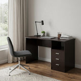 51 Dark Brown Wood Pedestal Computer Desk With Three Drawers