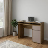 43 Walnut and Gray Wood Pedestal Computer Desk