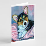 Corgi Puppy With Pink Blanket Greeting Cards And Envelopes Pack Of 8