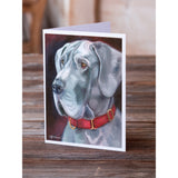 Great Dane Natural Ears Red Collar Greeting Cards And Envelopes Pack Of 8