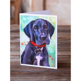 Great Dane Natural Ears Black Pup Greeting Cards And Envelopes Pack Of 8