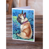 Fawn French Bulldog In Flowers Greeting Cards And Envelopes Pack Of 8