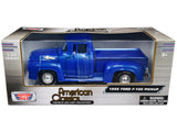 1956 Ford F100 Pickup Truck Blue Metallic American Classics Series 1/24 Diecast Model Car by Motormax
