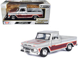 1966 Chevrolet C10 Fleetside Pickup Truck Silver Metallic with Brown Sides American Classics Series 1/24 Diecast Model Car by