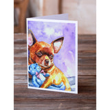 Chihuahua With Teddy Bear Greeting Cards And Envelopes Pack Of 8