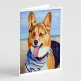 Corgi Beach Bandana Greeting Cards And Envelopes Pack Of 8
