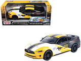 2018 Ford Mustang GT #38 White and Matt Black with Yellow Graphics GT Racing Series 1/24 Diecast Model Car by Motormax