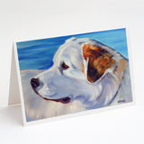 Great Pyrenees At The Beach Greeting Cards And Envelopes Pack Of 8