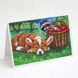Corgi With The Racoon Apple Thief Greeting Cards And Envelopes Pack Of 8