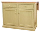 Poplar Kitchen Island With Flip-Up Top In Yellow With Oak Top