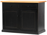 Poplar Kitchen Island In Antique Black With Oak Top