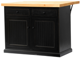 Poplar Kitchen Island With Flip-Up Top In Antique Black With Pine Top