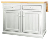 Poplar Kitchen Island With Flip-Up Top In Bright White With Pine Top