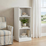 36 White Solid Wood Adjustable Three Tier Library Bookcase