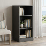36 Gray Solid Wood Adjustable Three Tier Library Bookcase