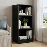 36 Black Solid Wood Adjustable Three Tier Library Bookcase