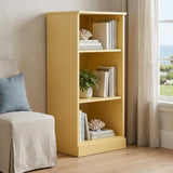 36 Yellow Solid Wood Adjustable Three Tier Library Bookcase