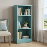36 Aqua Solid Wood Adjustable Three Tier Library Bookcase