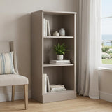 36 Beige Solid Wood Adjustable Three Tier Library Bookcase