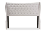 Baxton Studio Cadence Modern And Contemporary Greyish Beige Fabric Button-Tufted Queen Size Winged Headboard