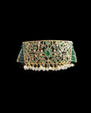 C568 Gold plated jadau choker in emerald pearls ( SHIPS IN 5 WEEKS )